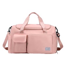 拚色防潑水大容量時尚手提旅行袋 粉色, 1個