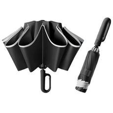 20骨自動反向扣環雨傘 超大傘面106CM 雙龍骨傘架, 黑色