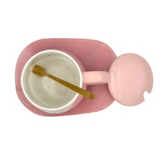 陶瓷杯墊禮盒組 玻璃面板/ABS 粉色, 771g, 1組