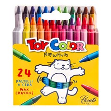 義大利 TOY COLOR 24色無毒安全油蠟筆, 兒童安全認證，色彩鮮豔，激發創造力, 24色, 1入