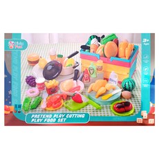 cute stone 盟石 兒童購物籃與切切樂組合玩具 角色扮演食物套裝, Multicolor, 不適用, 1盒