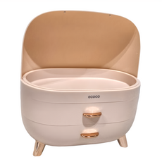 ecoco 意可可 美妝蛋雙開抽屜化妝品收納盒 大款 粉色, 1個