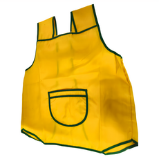 雙線口袋型拼色質感輕便圍兜, 純棉+聚酯纖維, 亮黃色, 1件