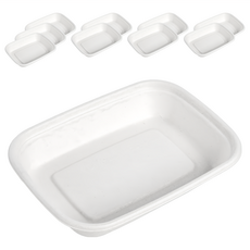 禾啟 方單格植纖盒 52號 白色 750ml 外帶餐盒, 50個, 10組