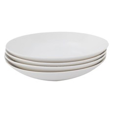 JUST HOME 純白新骨瓷8吋湯盤4入 H0221-04 20.4 x 3.5cm, 白色, 4件組8吋湯盤, 1組