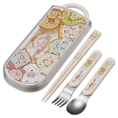 Sumikkogurashi 角落生物 塑膠抗菌三合一餐具組, 筷子 + 叉子 + 湯匙, 1組