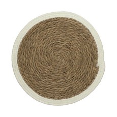 kela Trava 圓形編織餐墊, 1個, 39.5 x 39.5cm, 咖啡色 白邊
