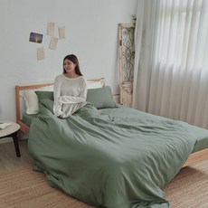BUHO 布歐 素面文青300織 100%TENCELTM純天絲 60支紗高密度面料 雙人床包(186 x 150cm + 枕套(75 x 45cm) x 2個