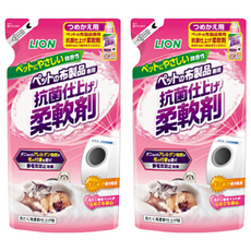 LION 獅王 寵物奈米樂柔軟劑補充包 抗菌除螨配方 清新綠草花香味 適用於寵物毛巾/床墊/衣服, 300g, 2包