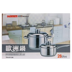 Chieh Pao 潔豹 304不銹鋼 歐洲鍋 雙耳 附蓋 11L, 28cm, 銀色, 1盒