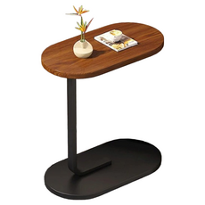 北歐風沙發邊小茶几客廳邊桌, 胡桃色台面黑架