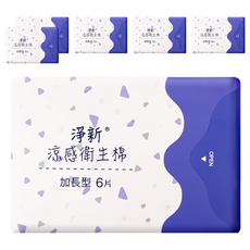 淨新科技 涼感衛生棉, 加長型(33cm), 6片, 6包