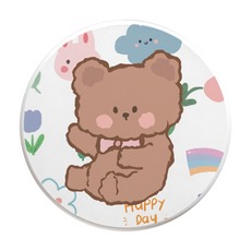 收納王妃 動物系列 珪藻土圓形杯墊, 坐著小熊 白色, 1個