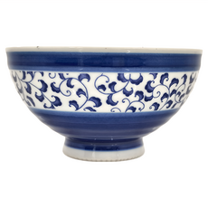 佐和陶瓷 藍錦繪唐草飯碗 適用溫度-30°C~100°C 日本產, 藍色 + 白色, 1個