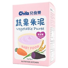 Chila 兒食樂 蔬果米泥, 台灣在地食材 獨立小包裝 質地細緻易吞嚥, 120g, 1盒