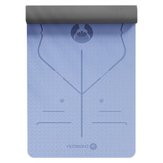 ZHONGOU 長紅 TPE抗菌款瑜珈墊正位線雙色瑜珈墊 厚10mm TP189010ANT 贈綁帶+背袋+拉力繩或拍拍球(顏色款式隨機), 藍色, 1組