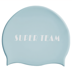 佑游 愛北鼻 成人矽膠泳帽, 50~60cm, 藍底白字母, 1個