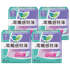 Laurier 蕾妮亞 零觸感特薄衛生棉 特長夜用型, 30cm, 8片, 4包