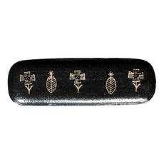 花野黑結晶長皿-日本製 陶瓷餐盤 33x11x1.5cm, 黑色, 1個