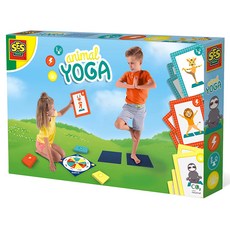 SES 動物瑜珈轉盤 適合3歲以上 瑜珈墊2個/轉盤1個/27張瑜珈卡片, 多色, 1盒