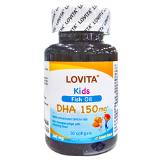 Lovita 兒童魚油DHA 150mg 軟膠囊，迷你尺寸，不含人工色素和香料，30顆/30天份, 15g, 1罐