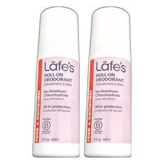 Lafes 純自然體香劑，粉嫩乾爽，滾珠體香劑，含玫瑰+芫荽，24小時保護, 88ml, 2瓶