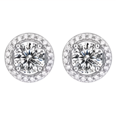 CF Diamond 耳環 莫桑鑽 S925銀 八心八箭切工 每顆0.5克拉