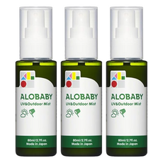 ALOBABY 全能防曬水噴霧, 添加草本植物香氣 防曬防蟲二合一 無酒精無色素, 80ml, 3瓶