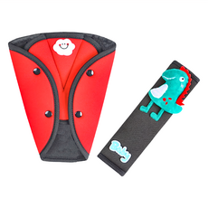 bebehome 車用安全帶緩衝調節器保護套組 - 紅色小瓢蟲 安全帶護套 24x7cm 護肚套 24x10cm, 紅色小恐龍, 1組