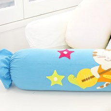 E2Life 貓咪吉他圖案糖果造型抱枕套, 淡藍色