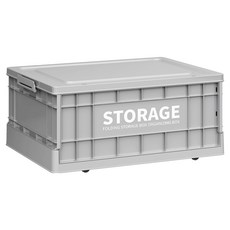 FAmILyLIFE 生活 工業風可疊加折疊收納箱 附輪 34L, 1個, 水泥灰