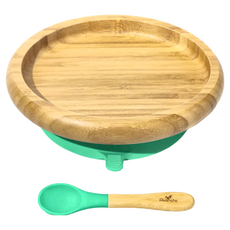 Avanchy 有機竹製吸盤式圓盤套裝組, 綠色, 1組