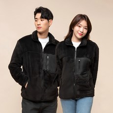 CARET 中性款 羊羔毛外套，帶拉鍊口袋, XL, 黑色