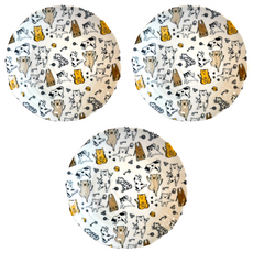 Ciao Li 僑俐餐瓷 瑜珈貓8盤 日本製, 黑色/黃色/白色, 3 件組圓盤, 3個