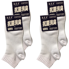 A.C.C 抗菌消臭導氣網1/4休閒襪 男女適用, 22~26cm, 白色, 4雙
