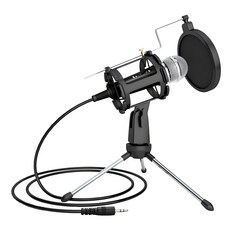 AHOYE 桌上型直播麥克風/USB麥克風/錄音麥克風/指向麥克風, 單一商品, 黑色