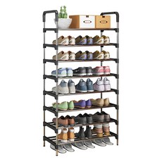 德利生活 不鏽鋼鞋架, PP加厚接口, 高度間隔層數變化, 黑色, 1個