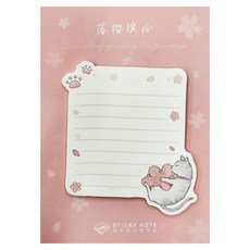 CARD LOVER 信的戀人 便利貼 落櫻繽紛, 貓咪, 3本, 1組