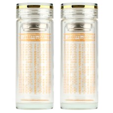 馥瑰馨盛 水晶玻璃杯 360ml 雙層玻璃保溫杯, 2個, 大悲咒三藏藥師 透明色
