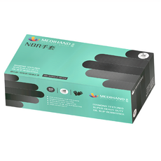 MEDIHAND 美恆 NBR鑽石紋手套 特厚款 100個 L 黑色 拋棄式手套, 1盒