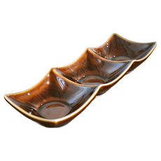 佐和陶瓷 貽釉三格皿-日本製，長20.5cm 寬7cm 高3.5cm 容量120mL, 1個