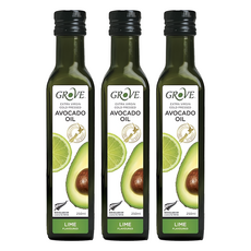 Grove 葛洛芙 紐西蘭 冷壓初榨酪梨油 萊姆, 100%純淨與天然, 不添加人工色素與香料, 高發煙點約255°C, 250ml, 3瓶