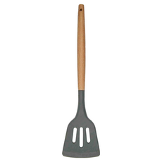 Quasi 小廚舒矽膠木柄煎匙(孔), 天然櫸木手柄 耐熱矽膠 料理用具, 1223809, 1支