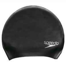 Speedo 成人矽膠泳帽 Long Hair, F, 黑色, 1個
