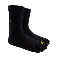 Arnold Palmer 雨傘牌 彩條健康五趾長襪 彈性襪口 排汗 透氣 台灣製, 黑色, 25~27cm