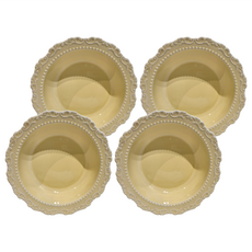 JUST HOME 法式浮雕 9吋 陶瓷 湯盤組, 4件組9吋湯盤, 黃色, 4個