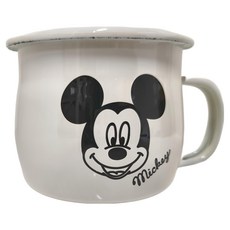 Tamahashi 搪瓷馬克杯 米奇圖案 380ML 白色 + 黑色, 米奇 白色 + 黑色, 1個