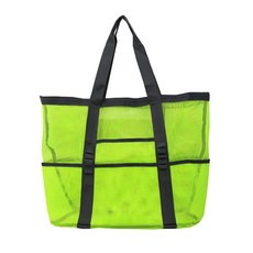 時尚分隔大容量沙灘袋, 43 x 20 x 39cm, 螢光黃