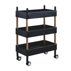 dayneeds 日需百備 日式典雅 鐵網 置物車 零件盒 工具車 三層推車 BC352A-BK, 黑色