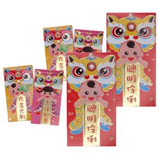 摩達客 高級燙金彩色翻蓋舞獅千元紅包袋 春節開運招財, 2組